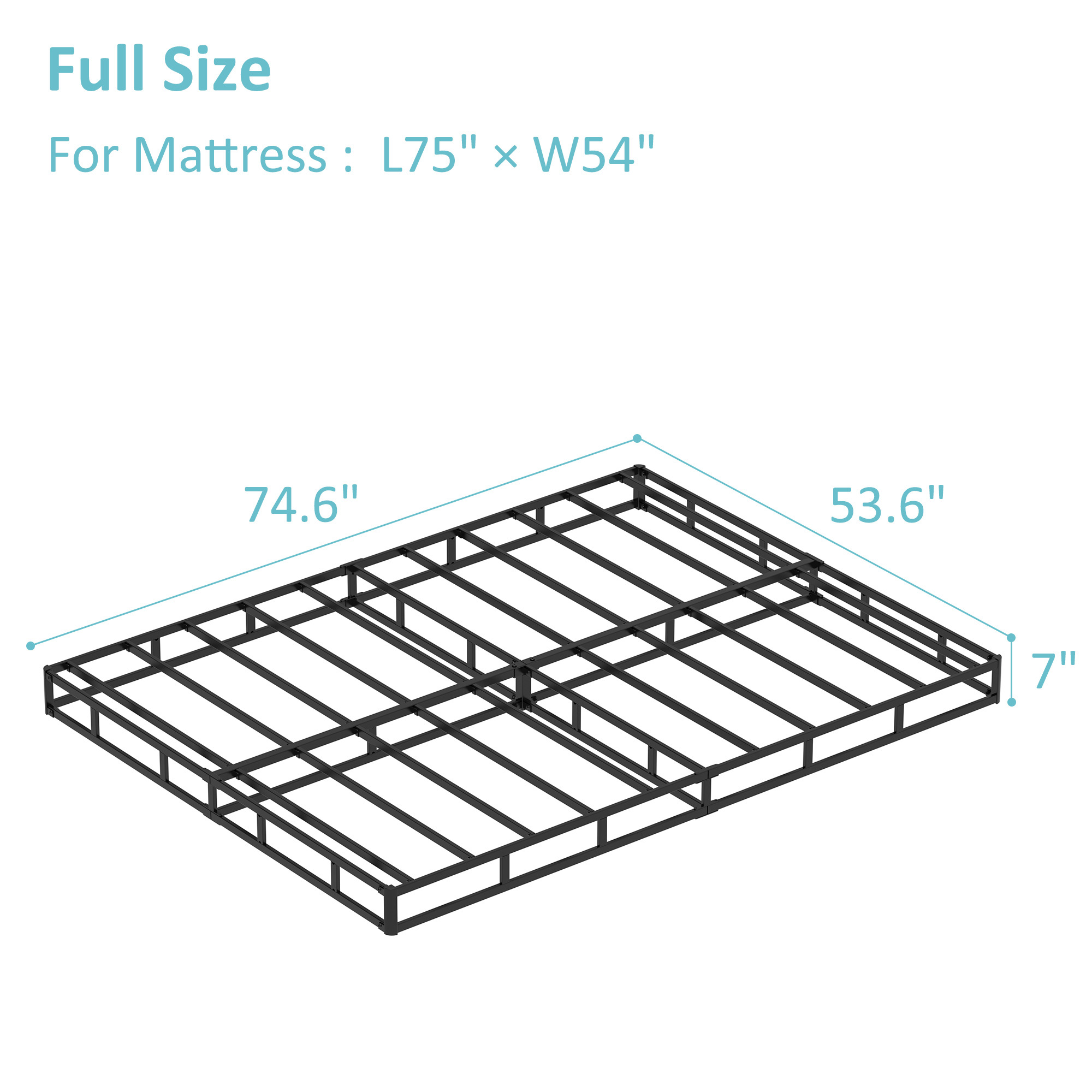 Maenizi 7 inch Box Spring Heavy Duty Metal Mattress Foundation Bed Base with Fabric Cover, Easy Assembly