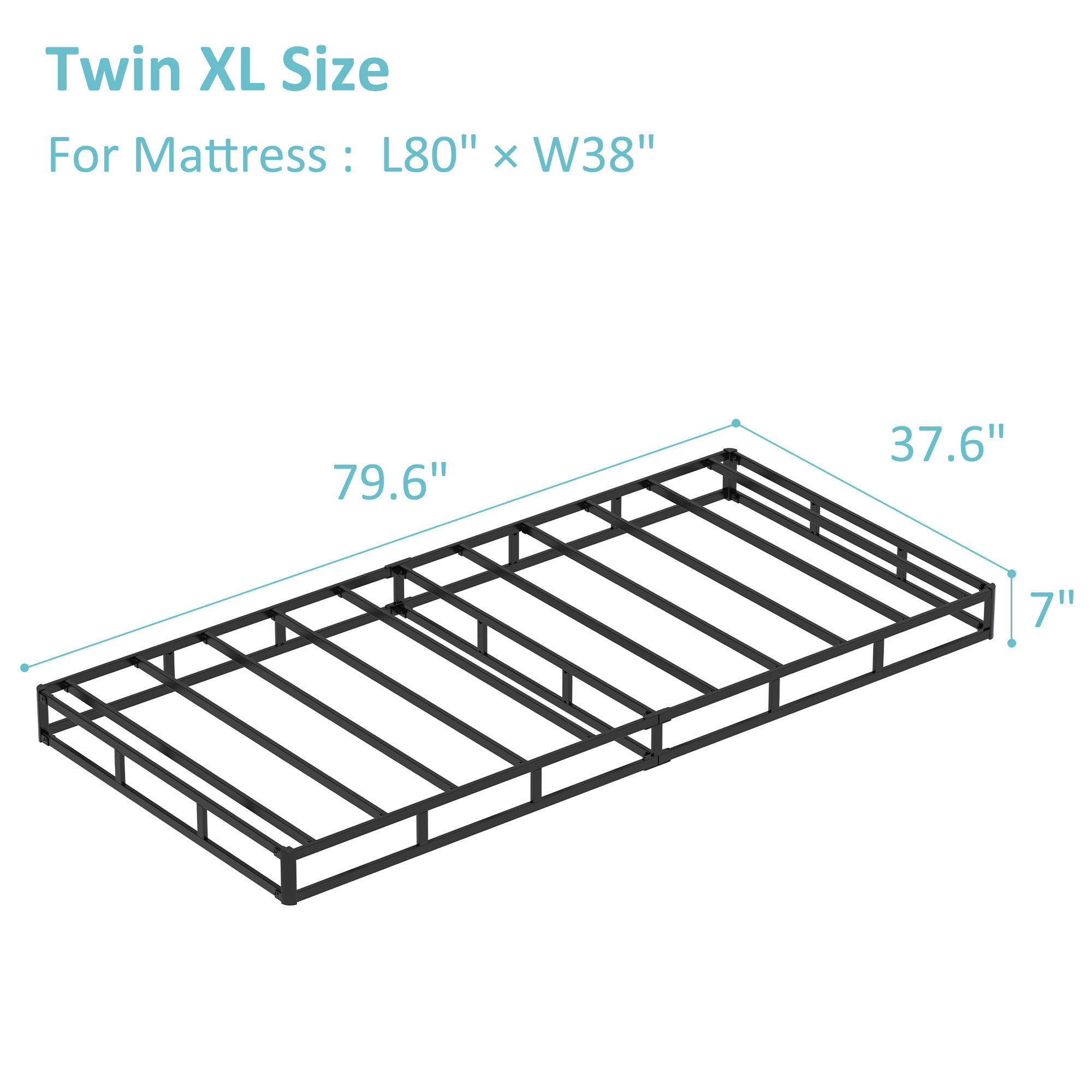 Maenizi 7 inch Box Spring Heavy Duty Metal Mattress Foundation Bed Base with Fabric Cover, Easy Assembly