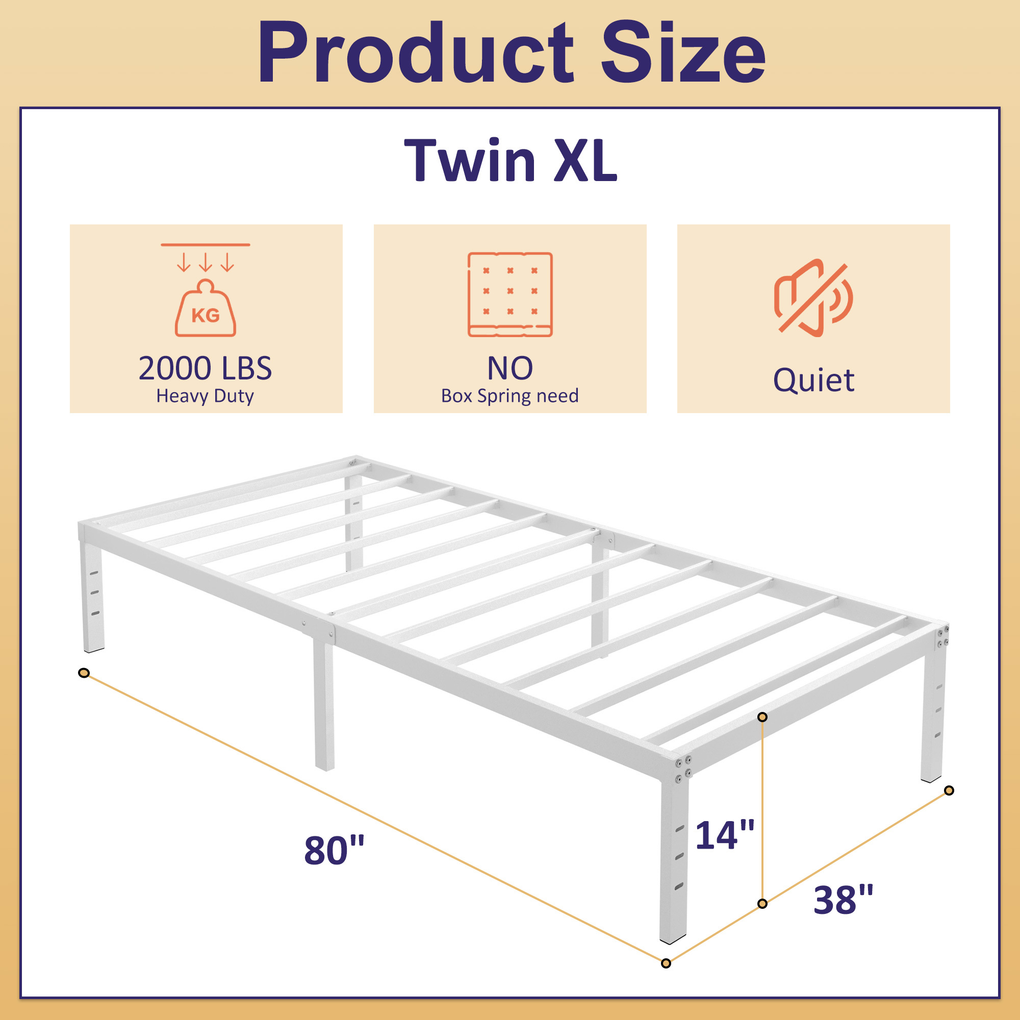 Maenize 12 inch Queen Bed Frame Heavy Duty Metal Platform No Box Spring Needed, Maximum Storage, Easy Assembly, Noise Free, White