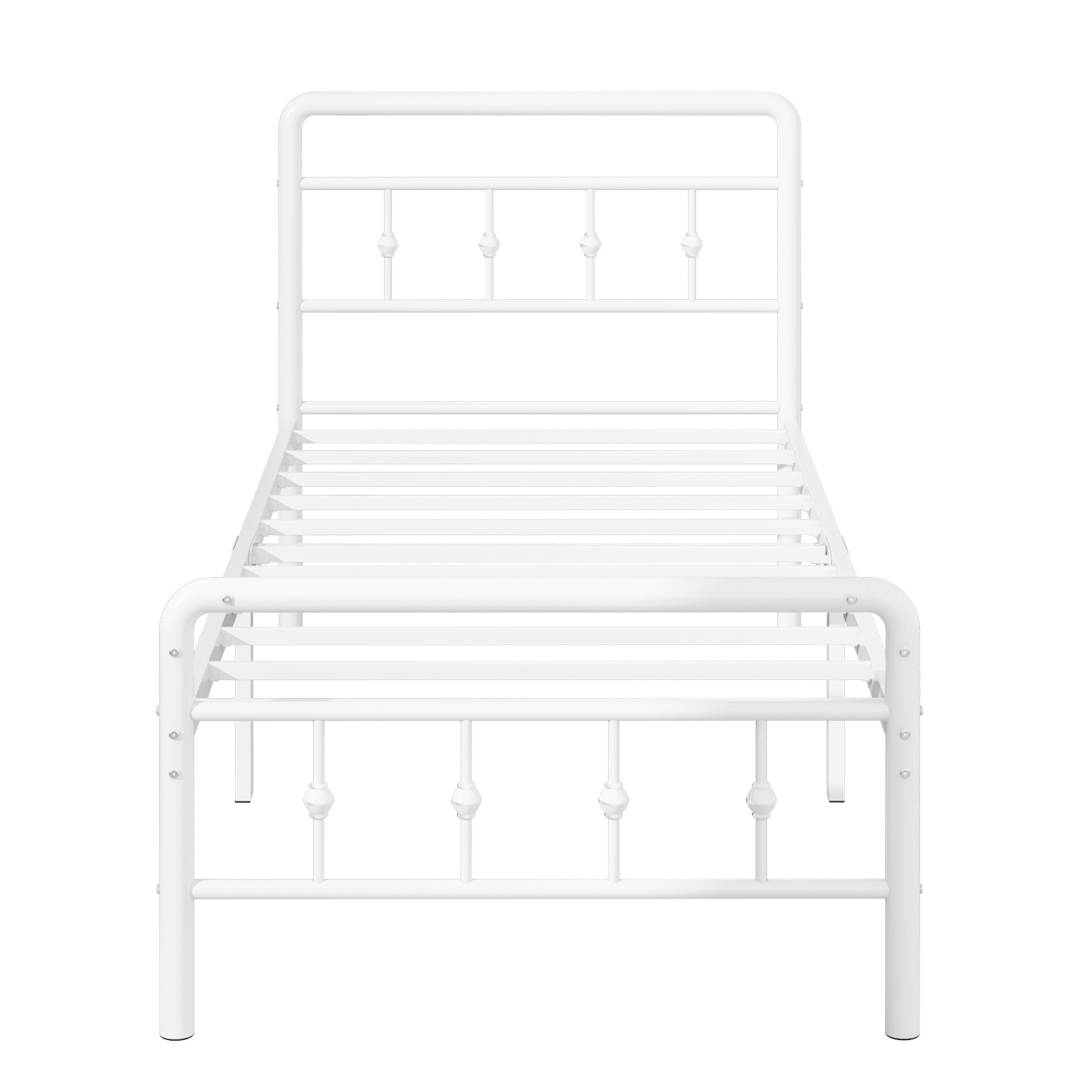 Maenizi 14 inch Bed Frames with Headboard and Footboard, Heavy Duty Metal Platform Bed Frame No Box Spring Needed, Easy Assembly, Under Bed Storage, Noise Free, White
