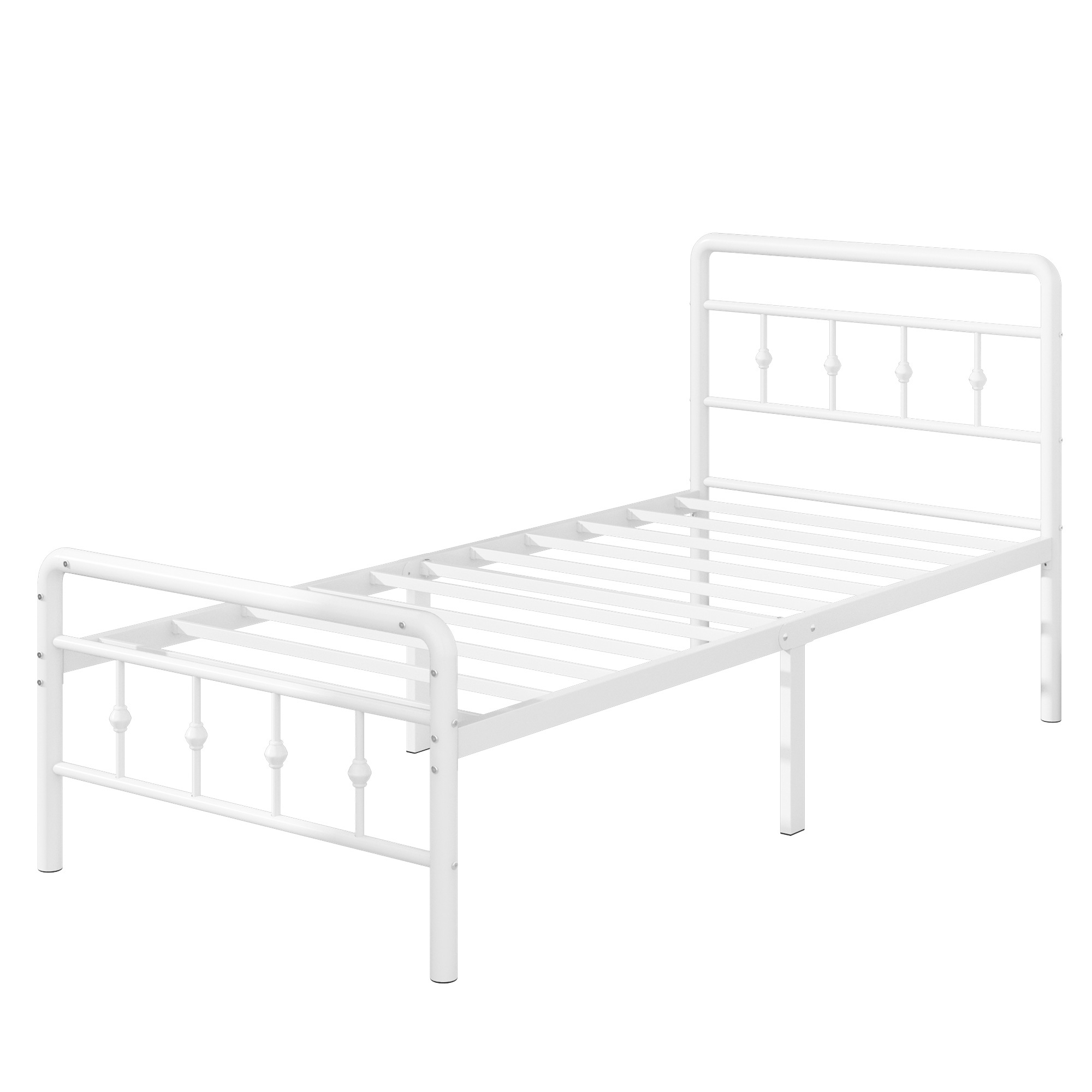 Maenizi 18 inch Bed Frames with Headboard and Footboard, Heavy Duty Metal Platform Bed Frame No Box Spring Needed, Easy Assembly, Under Bed Storage, Noise Free, White