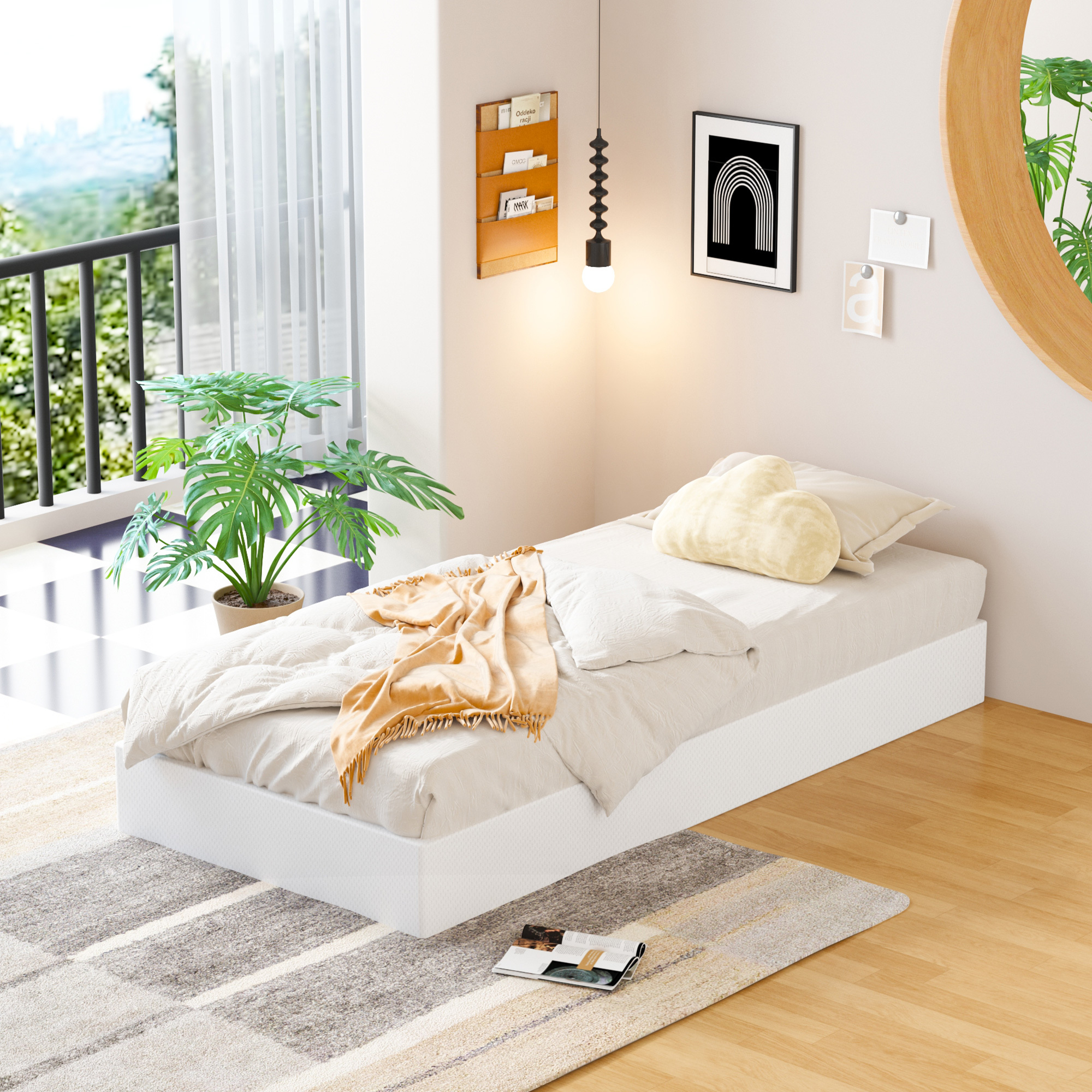 Maenizi 7 inch Box Spring Heavy Duty Metal Mattress Foundation Bed Base with Fabric Cover, Easy Assembly