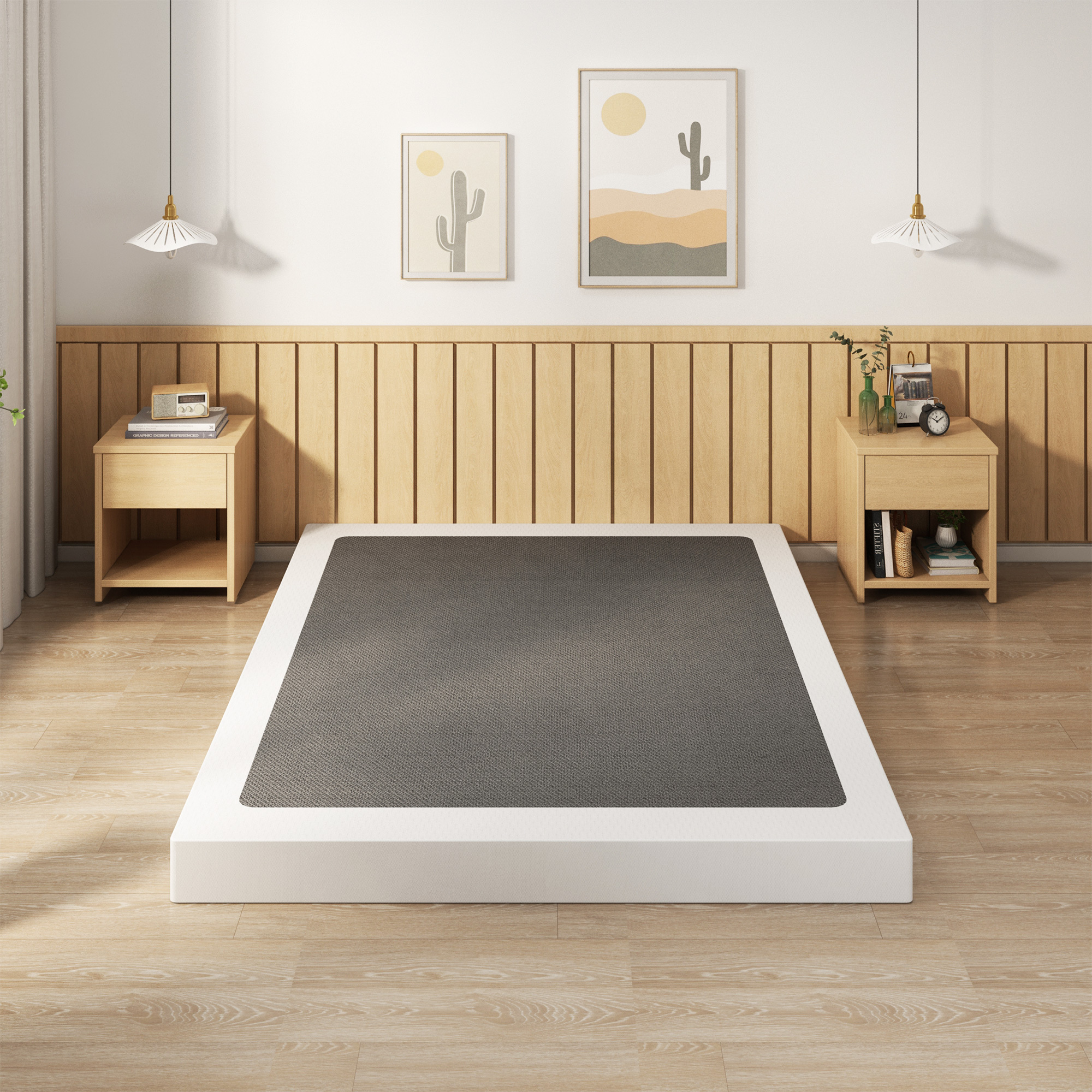 Maenizi 5 inch Low Profile Box Spring, Heavy Duty Metal with Fabric Cover, Easy Assembly, Noise Free, Black