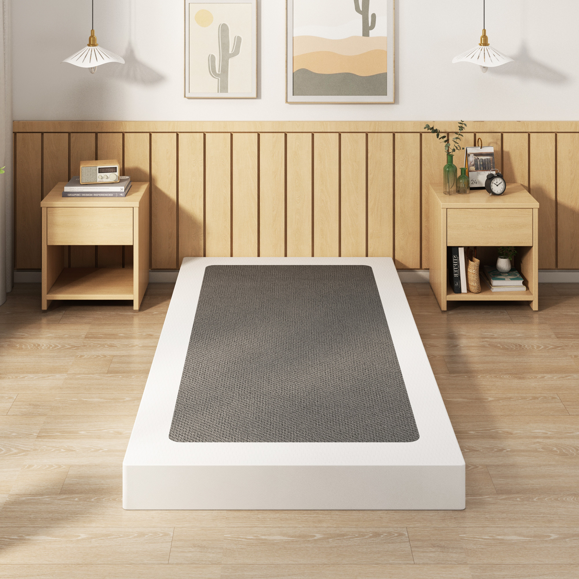 Maenizi 5 inch Low Profile Box Spring, Heavy Duty Metal with Fabric Cover, Easy Assembly, Noise Free, Black