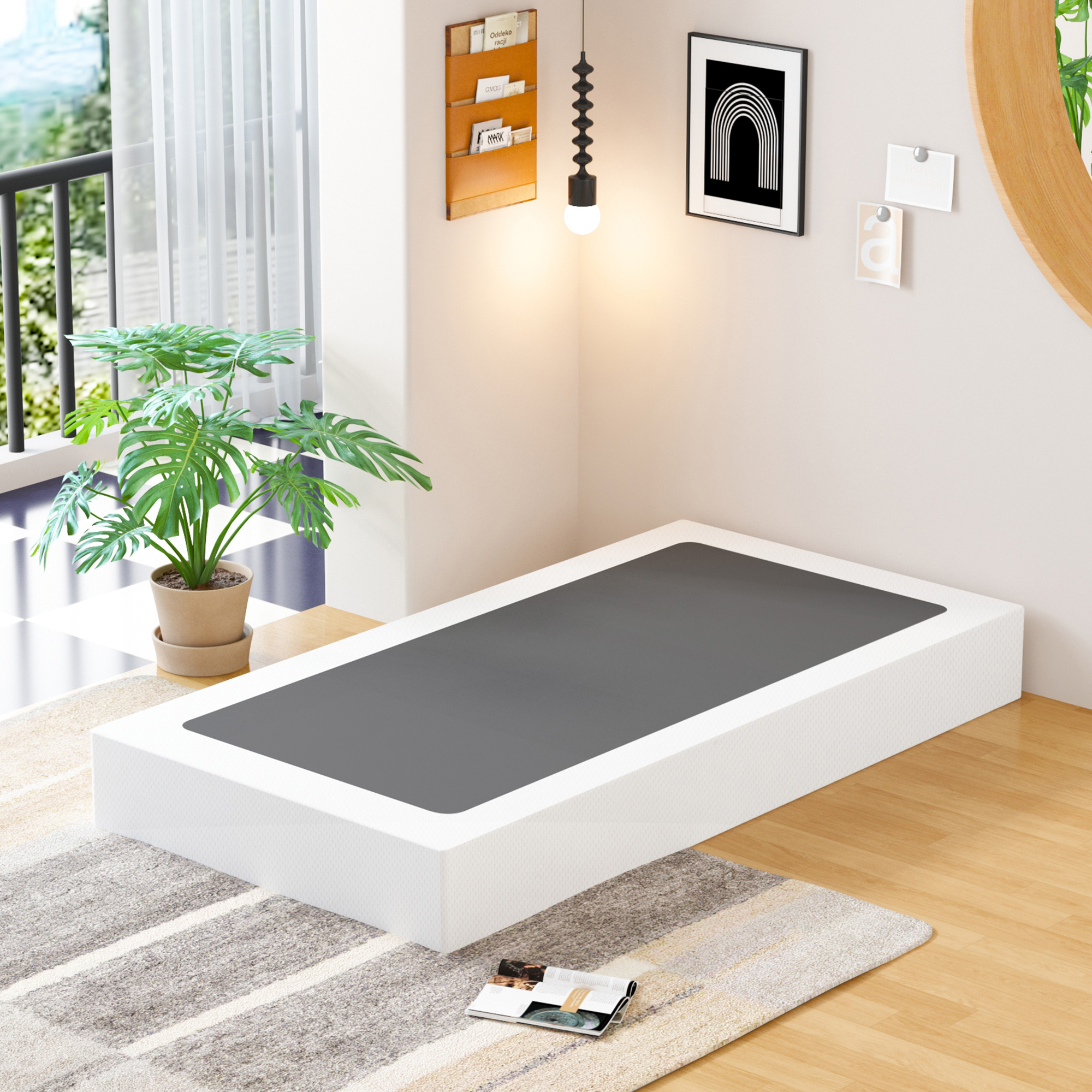 Maenizi 7 inch Box Spring Heavy Duty Metal Mattress Foundation Bed Base with Fabric Cover, Easy Assembly