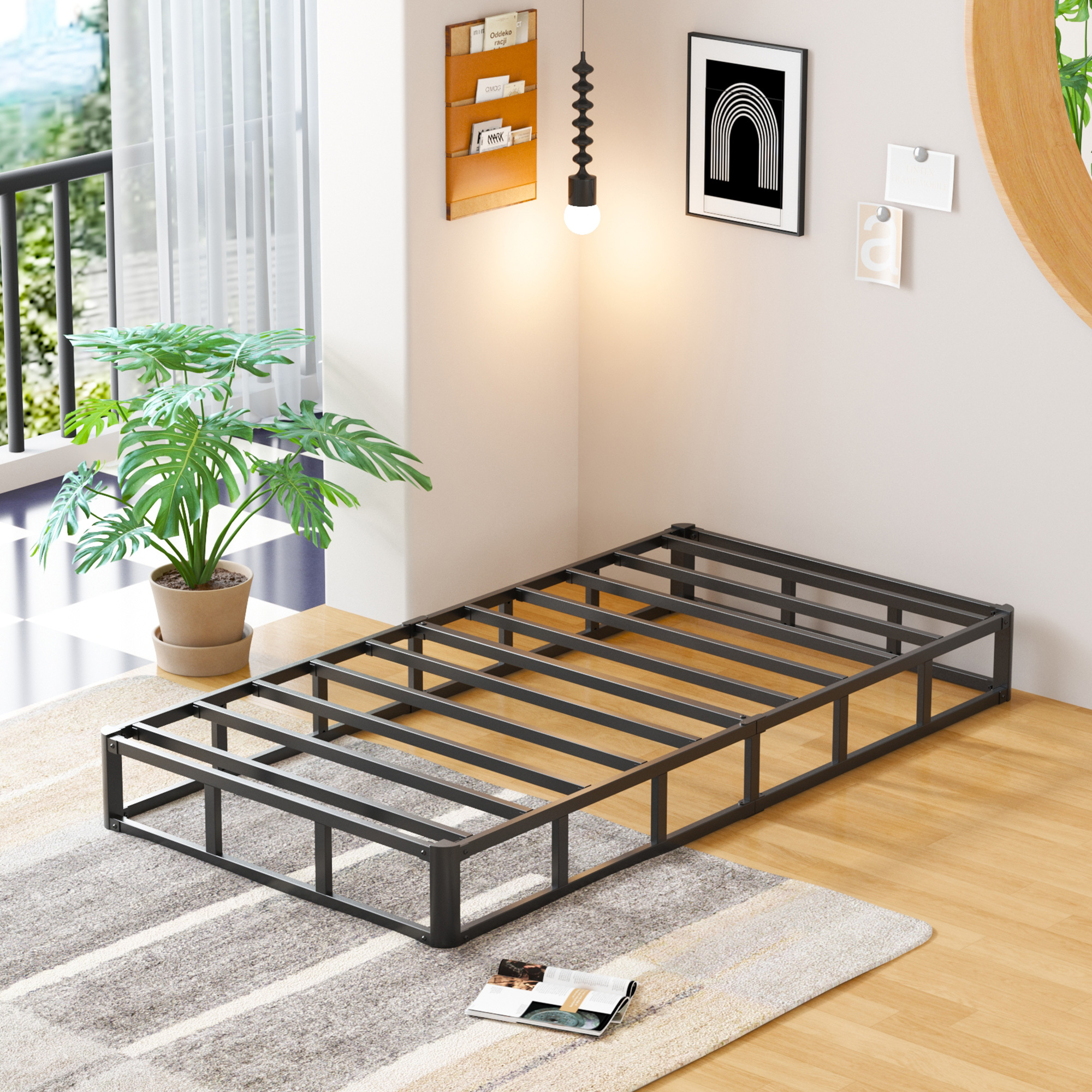 Maenizi 7 inch Box Spring Heavy Duty Metal Mattress Foundation Bed Base with Fabric Cover, Easy Assembly