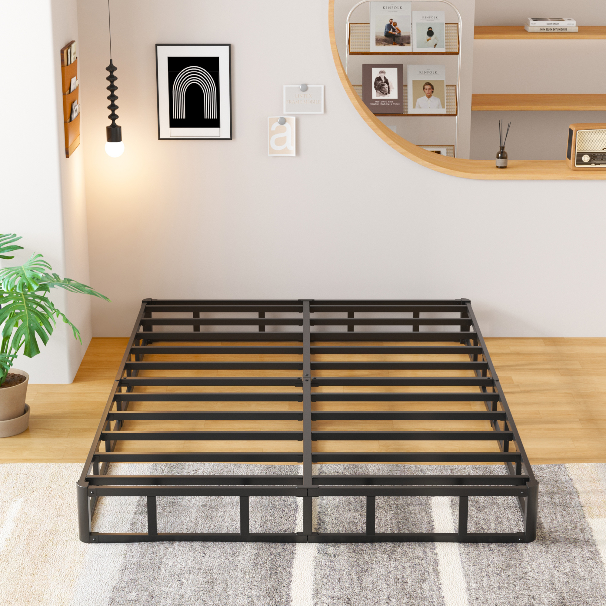 Maenizi 7 inch Box Spring Heavy Duty Metal Mattress Foundation Bed Base with Fabric Cover, Easy Assembly