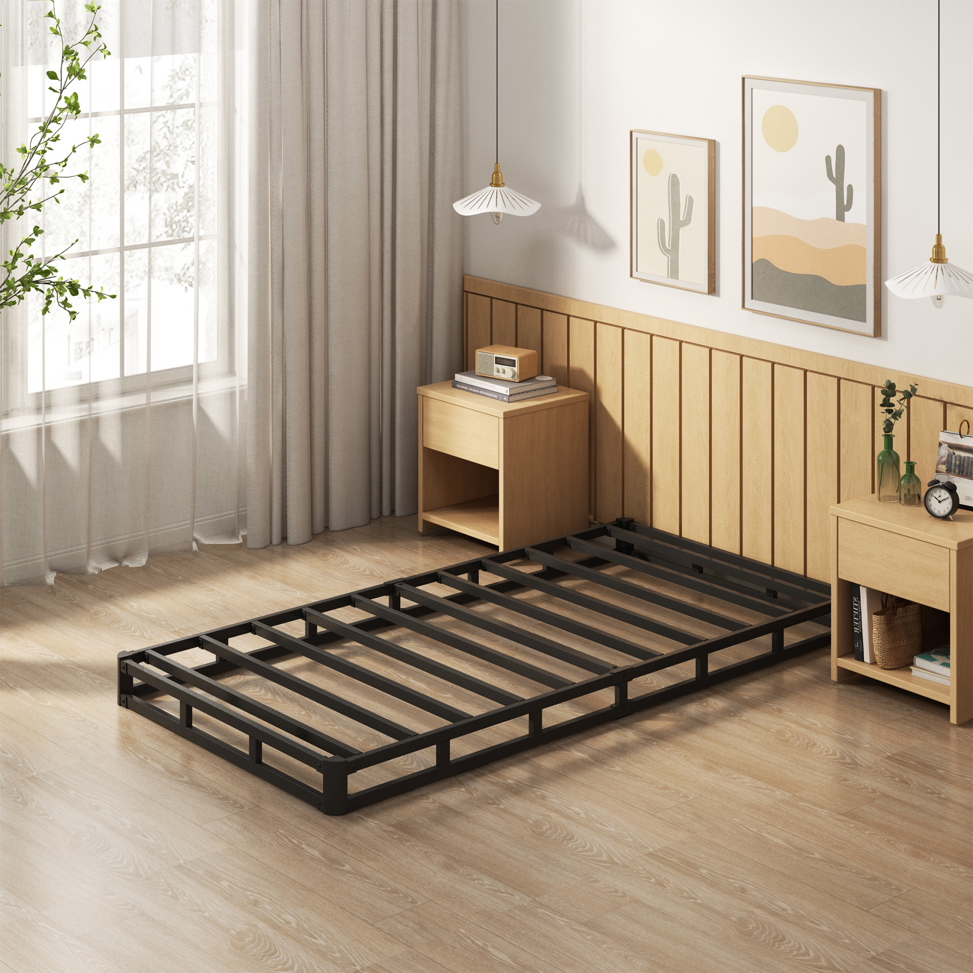 Maenizi 5 inch Low Profile Box Spring, Heavy Duty Metal with Fabric Cover, Easy Assembly, Noise Free, Black