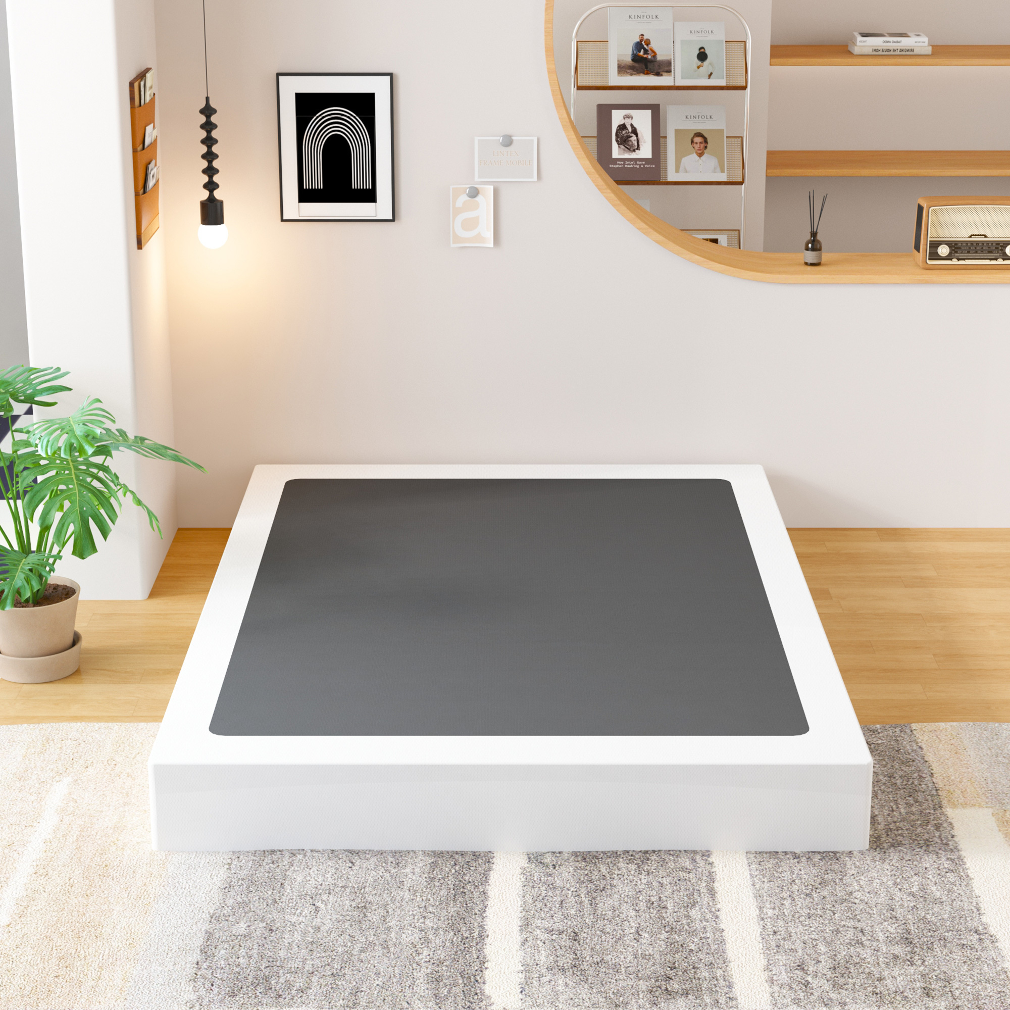 Maenizi 7 inch Box Spring Heavy Duty Metal Mattress Foundation Bed Base with Fabric Cover, Easy Assembly