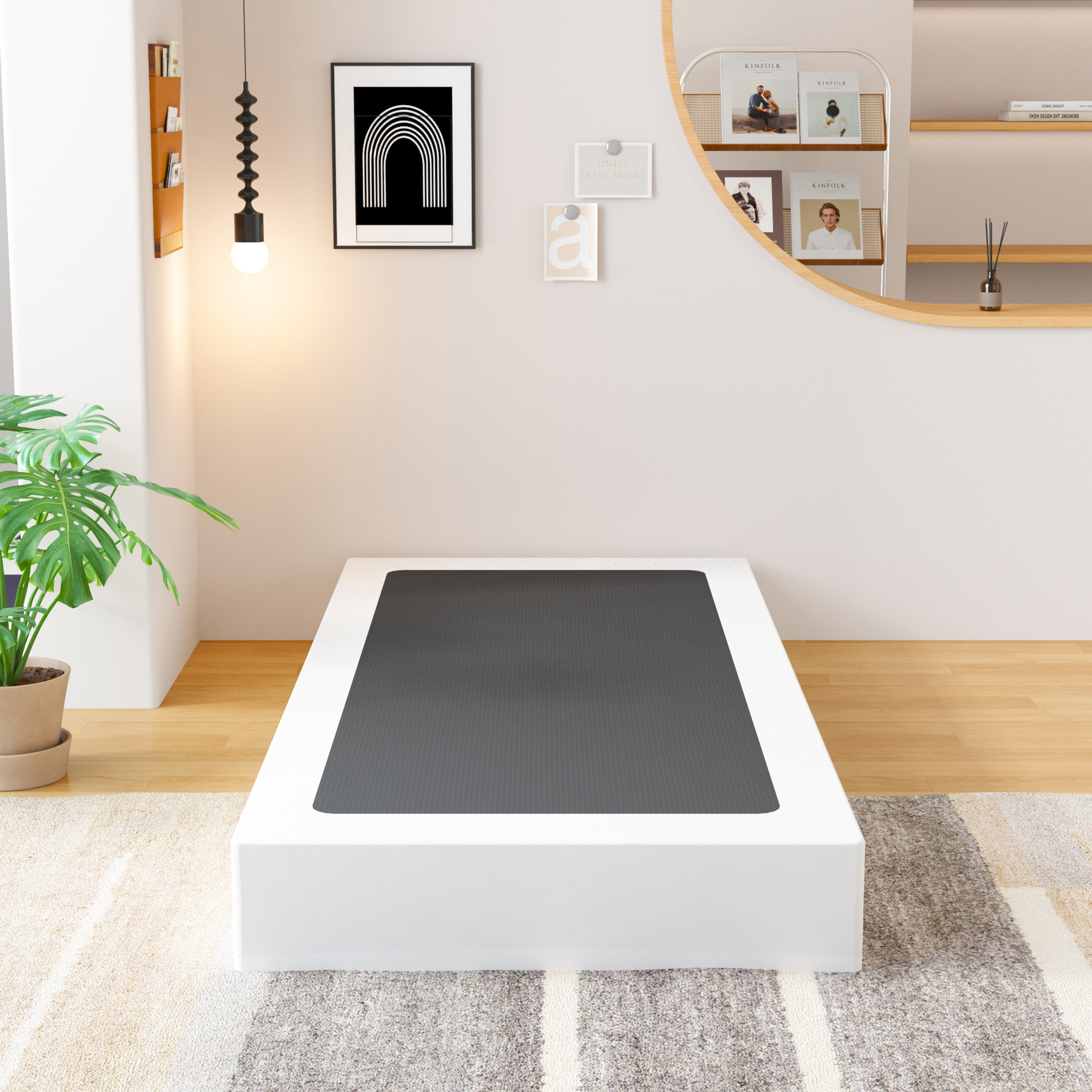 Maenizi 7 inch Box Spring Heavy Duty Metal Mattress Foundation Bed Base with Fabric Cover, Easy Assembly
