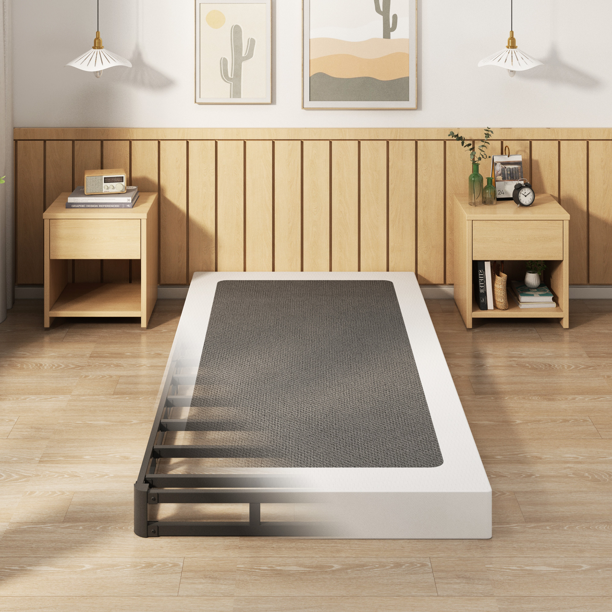 Maenizi 5 inch Low Profile Box Spring, Heavy Duty Metal with Fabric Cover, Easy Assembly, Noise Free, Black