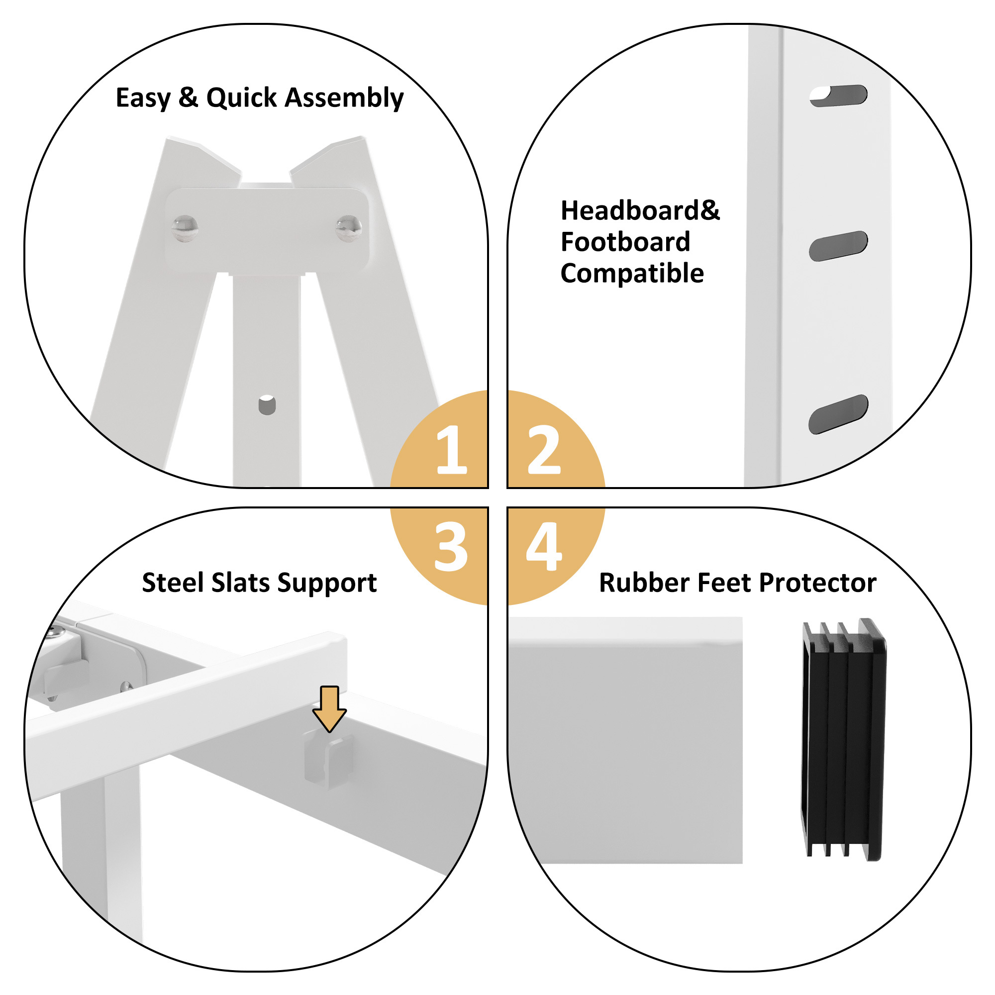 Maenize 12 inch Queen Bed Frame Heavy Duty Metal Platform No Box Spring Needed, Maximum Storage, Easy Assembly, Noise Free, White