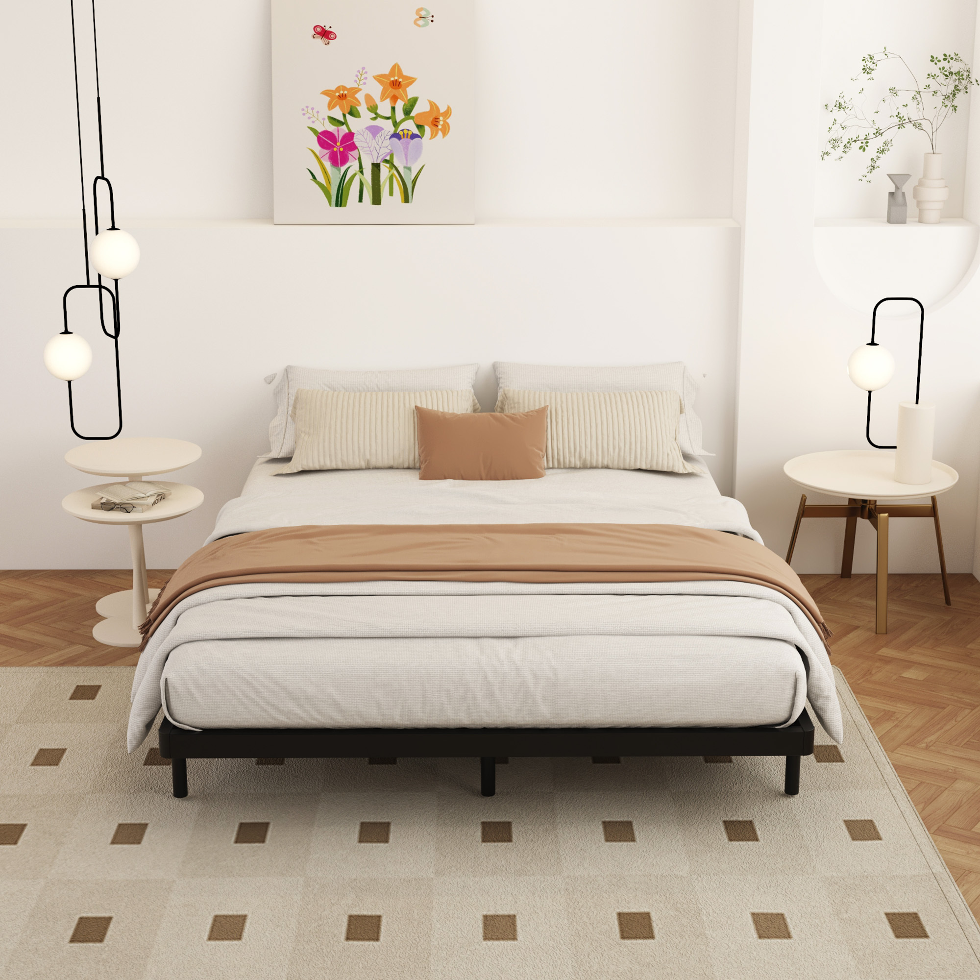 Maenizi Queen Size Box Spring 2 Inch Low Profile Bunkie Board | Heavy Duty Metal Bed Base, Mattress Foundation, Easy Assembly, Noise Free, Black
