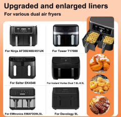 Hot Air Fryer, 2 Chambers, 7.6 L, DZ300EU/AF200EU, Airfryer Accessories for Juskys 9L/Ninja Foodi MAX Dual 9.5L AF400EUCP/DZ400EU/DZ400EUSTGD/Ninja Double Stack XL SL400EUCP,MY SHOP,Hot Air Fryer, 2 Chambers, 7.6 L, DZ300EU/AF200EU, Airfryer Accessories for Juskys 9L/Ninja Foodi MAX Dual 9.5L AF400EUCP/DZ400EU/DZ400EUSTGD/Ninja Double Stack XL SL400EUCP