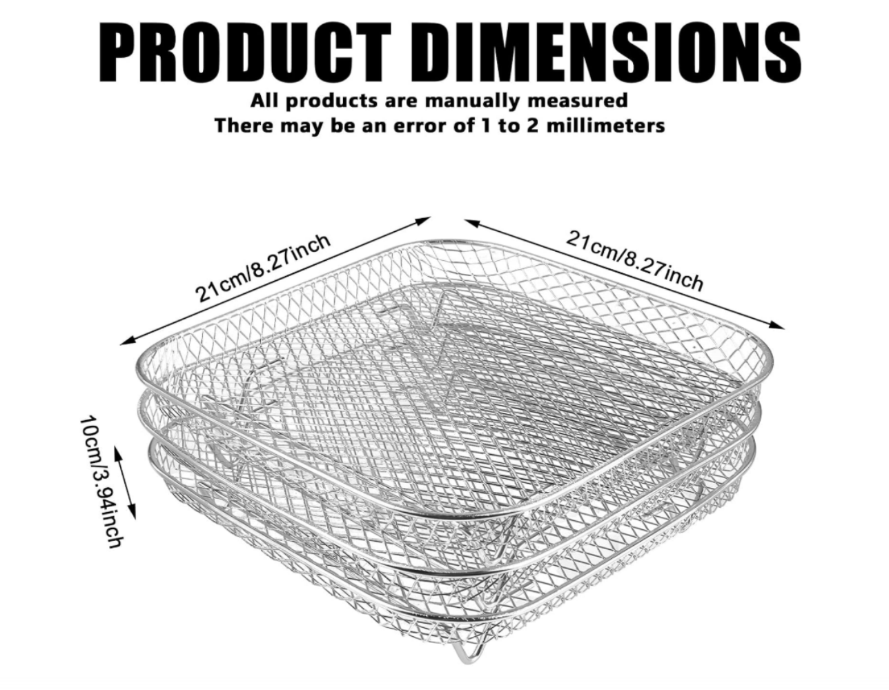 Hot Air Fryer Accessories, Air Fryer Rack, 3-Layer Stackable Stainless Steel Square Air Fryer Racks, Hot Air Fryer Accessories  with 8 Silicone Feet for Most 5.5 to 8 L Hot Air Fryers, Dishwasher Safe,MY SHOP,Hot Air Fryer Accessories, Air Fryer Rack, 3-Layer Stackable Stainless Steel Square Air Fryer Racks, Hot Air Fryer Accessories  with 8 Silicone Feet for Most 5.5 to 8 L Hot Air Fryers, Dishwasher Safe