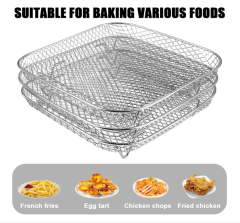 Hot Air Fryer Accessories, Air Fryer Rack, 3-Layer Stackable Stainless Steel Square Air Fryer Racks, Hot Air Fryer Accessories  with 8 Silicone Feet for Most 5.5 to 8 L Hot Air Fryers, Dishwasher Safe,MY SHOP,Hot Air Fryer Accessories, Air Fryer Rack, 3-Layer Stackable Stainless Steel Square Air Fryer Racks, Hot Air Fryer Accessories  with 8 Silicone Feet for Most 5.5 to 8 L Hot Air Fryers, Dishwasher Safe