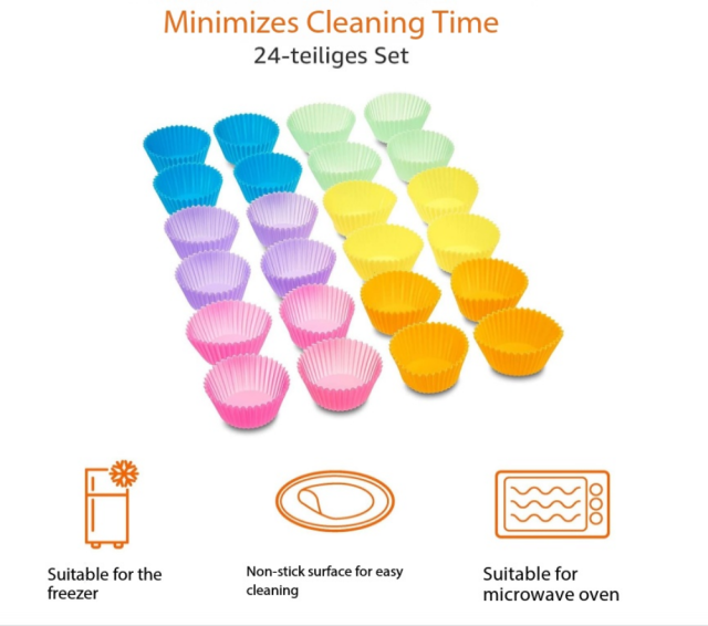 Silicone Cake Molds  24 Pcs Reusable Silicone Cupcake Moulds Muffin Moulds,MY SHOP,Silicone Cake Molds  24 Pcs Reusable Silicone Cupcake Moulds Muffin Moulds