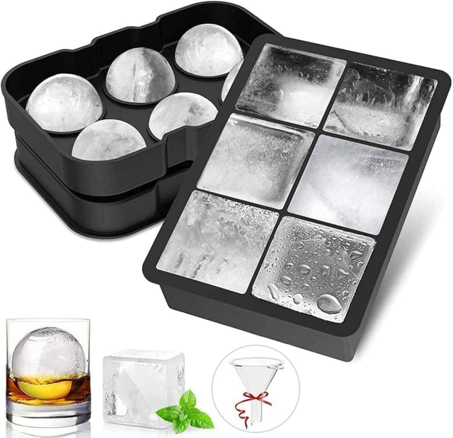 Silicone Ice Cube Trays, Large Ice Cube Tray, Round with Funnel, Easy to Jump Out, Reusable BPA Free Ice Cube Tray for Whiskey, Cocktails,MY SHOP,Silicone Ice Cube Trays, Large Ice Cube Tray, Round with Funnel, Easy to Jump Out, Reusable BPA Free Ice Cube Tray for Whiskey, Cocktails