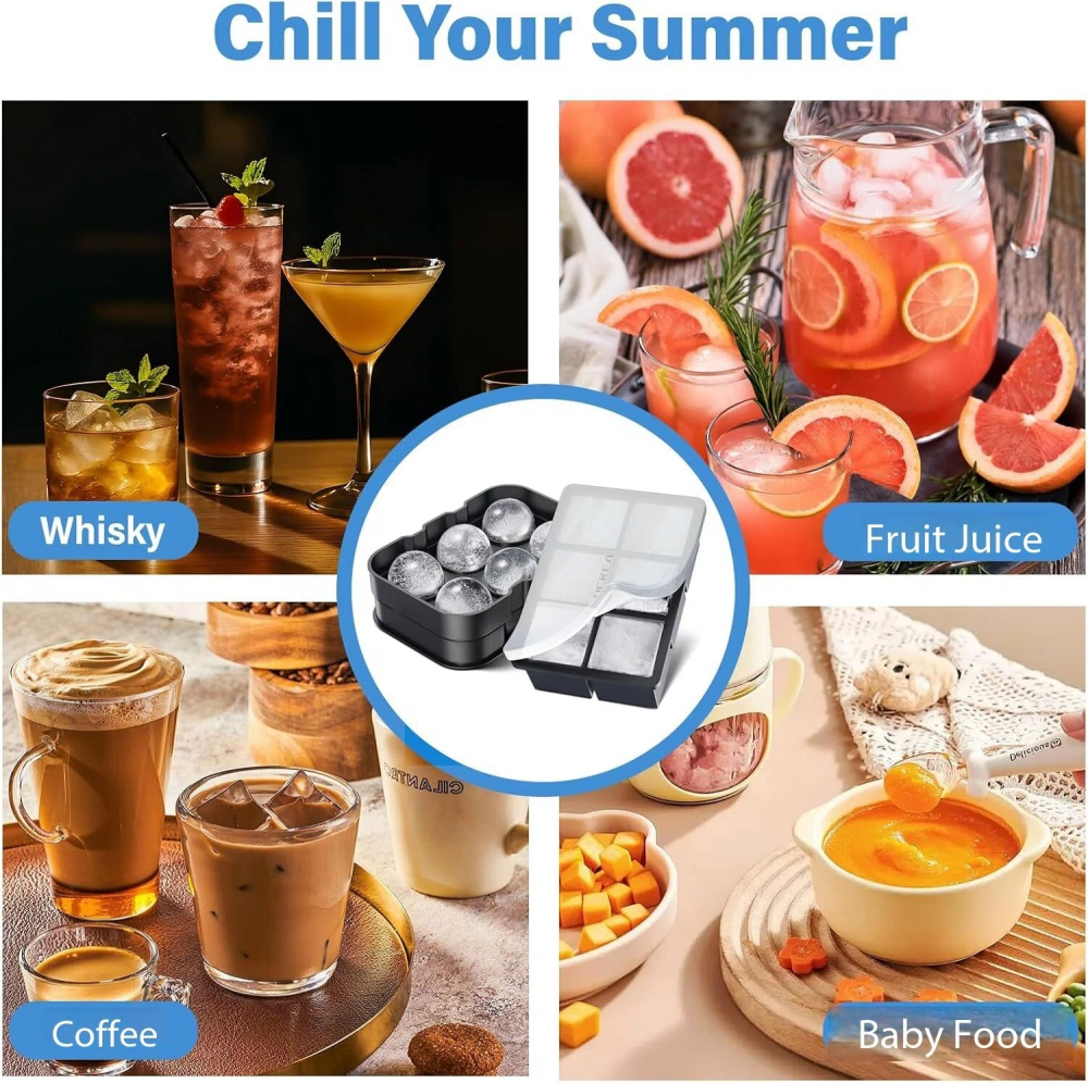 Silicone Ice Cube Trays, Large Ice Cube Tray, Round with Funnel, Easy to Jump Out, Reusable BPA Free Ice Cube Tray for Whiskey, Cocktails,MY SHOP,Silicone Ice Cube Trays, Large Ice Cube Tray, Round with Funnel, Easy to Jump Out, Reusable BPA Free Ice Cube Tray for Whiskey, Cocktails