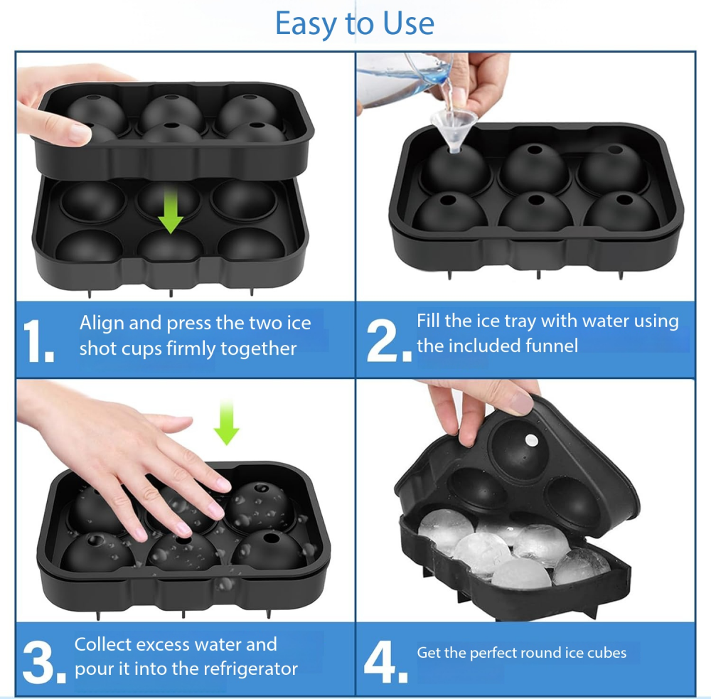 Silicone Ice Cube Trays, Large Ice Cube Tray, Round with Funnel, Easy to Jump Out, Reusable BPA Free Ice Cube Tray for Whiskey, Cocktails,MY SHOP,Silicone Ice Cube Trays, Large Ice Cube Tray, Round with Funnel, Easy to Jump Out, Reusable BPA Free Ice Cube Tray for Whiskey, Cocktails