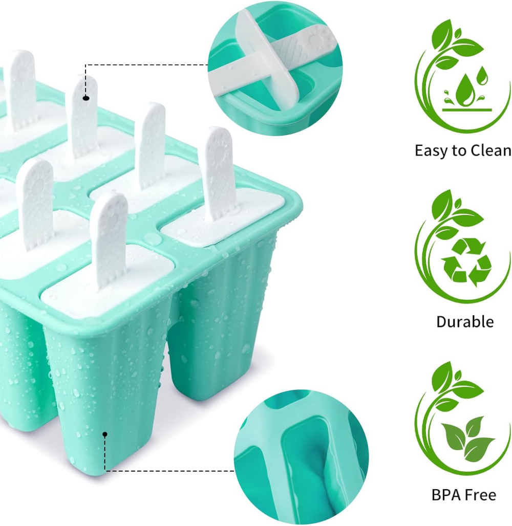 Ice Cream Tools, Silicone Ice Lolly Moulds, 10 Cavities Ice Lolly Moulds, Non-Stick DIY Fun Ice Mould, Ice Lolly Moulds with Reusable Ice Cream Holder, Water Ice Lolly for Children and Adults, BPA-Free,MY SHOP,Ice Cream Tools, Silicone Ice Lolly Moulds, 10 Cavities Ice Lolly Moulds, Non-Stick DIY Fun Ice Mould, Ice Lolly Moulds with Reusable Ice Cream Holder, Water Ice Lolly for Children and Adults, BPA-Free