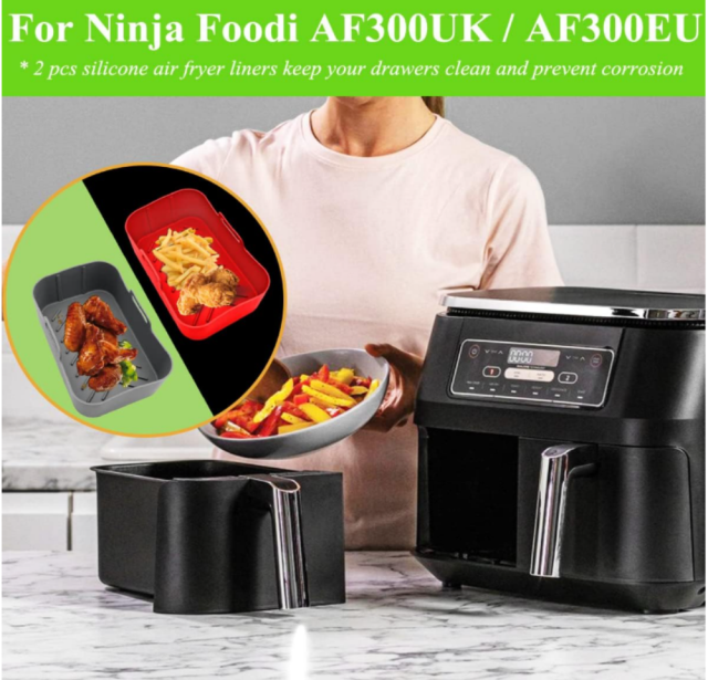 Pack of 2 Airfryer Silicone Liners Rectangle for Air Fryer Dual Basket 8 to 10 Qt, Food-grade Reusable Baking Tray Fit Ninja DZ201 DZ401 DZ550, 4 to 5 Qt Each, Double Zone Airfryer Accessories,MY SHOP,Pack of 2 Airfryer Silicone Liners Rectangle for Air Fryer Dual Basket 8 to 10 Qt, Food-grade Reusable Baking Tray Fit Ninja DZ201 DZ401 DZ550, 4 to 5 Qt Each, Double Zone Airfryer Accessories
