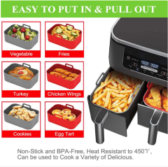 Pack of 2 Airfryer Silicone Liners Rectangle for Air Fryer Dual Basket 8 to 10 Qt, Food-grade Reusable Baking Tray Fit Ninja DZ201 DZ401 DZ550, 4 to 5 Qt Each, Double Zone Airfryer Accessories,MY SHOP,Pack of 2 Airfryer Silicone Liners Rectangle for Air Fryer Dual Basket 8 to 10 Qt, Food-grade Reusable Baking Tray Fit Ninja DZ201 DZ401 DZ550, 4 to 5 Qt Each, Double Zone Airfryer Accessories