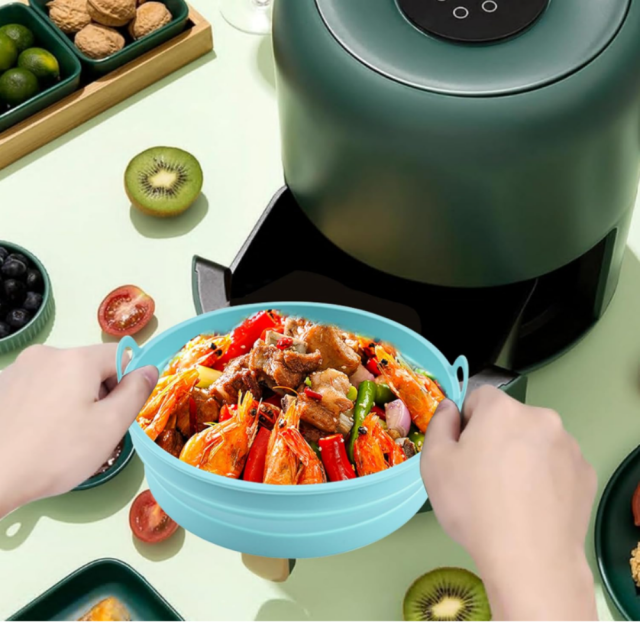 Foldable Silicone Mould for Hot Air Fryer, Reusable Airfryer Accessories, Air Fryer Silicone Round Insert for Hot Air Fryer Microwave Oven for Baking Pizza Bread and Barbecue Dishwasher Safe,MY SHOP,Foldable Silicone Mould for Hot Air Fryer, Reusable Airfryer Accessories, Air Fryer Silicone Round Insert for Hot Air Fryer Microwave Oven for Baking Pizza Bread and Barbecue Dishwasher Safe