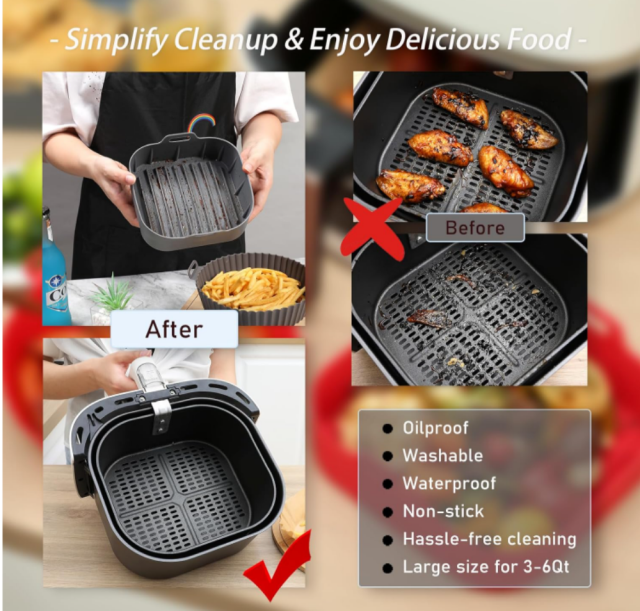 Air Fryer Silicone Liners, Reusable Non-Stick Air Fryer Basket Bowl Fit 3.6-6.8 QT Air fryer Baking Replacement of Flammable Parchment Paper(Square) Easy Cleaning Air Fryer Pot Liners Reusable Basket,MY SHOP,Air Fryer Silicone Liners, Reusable Non-Stick Air Fryer Basket Bowl Fit 3.6-6.8 QT Air fryer Baking Replacement of Flammable Parchment Paper(Square) Easy Cleaning Air Fryer Pot Liners Reusable Basket