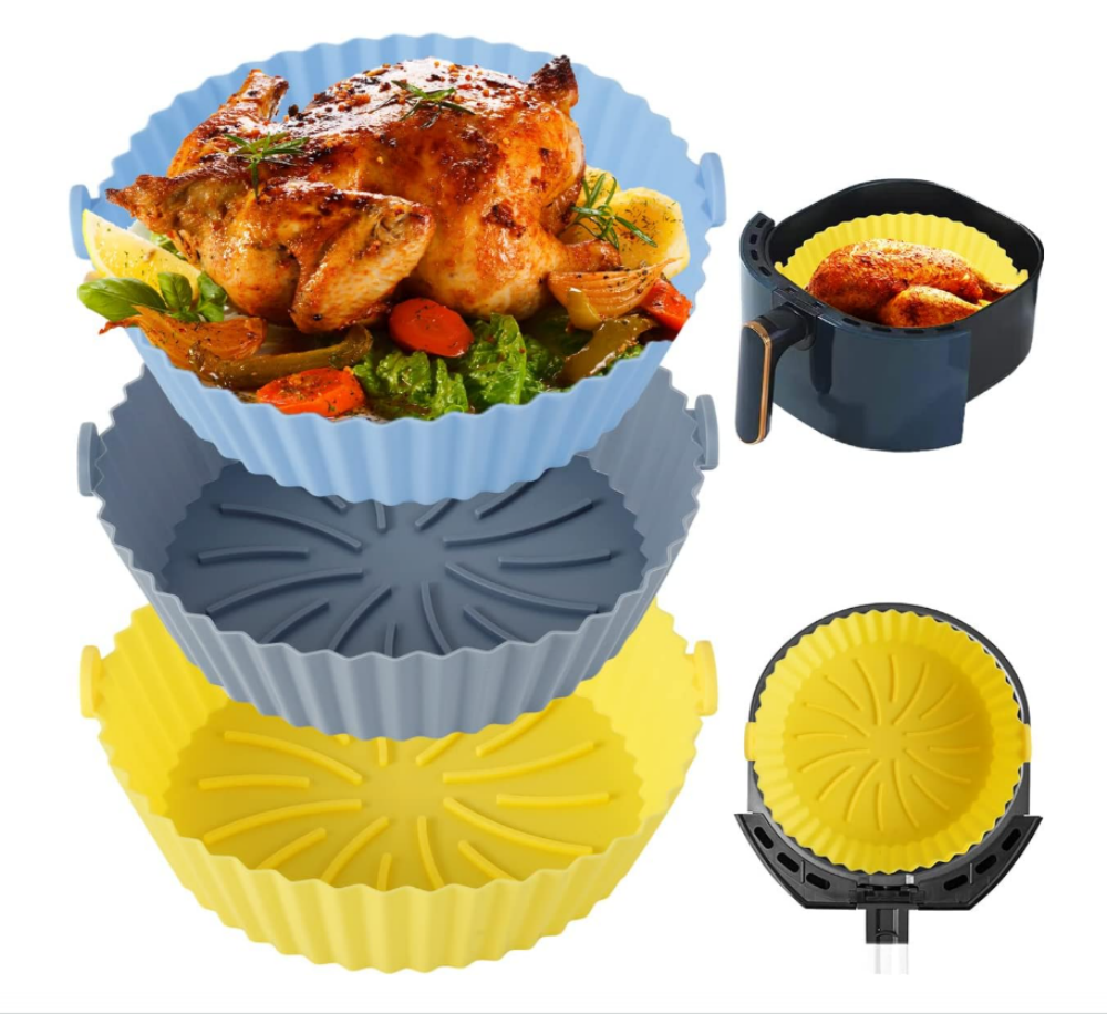 Air Fryer Silicone Pot Reusable Air Fryer Silicone Basket Heat Resistant BPA-Free Round Silicone Baking Pan Air Fryer Accessories Paper Liners Replacement for Oven Microwave fit 7.5L～8.5L,MY SHOP,Air Fryer Silicone Pot Reusable Air Fryer Silicone Basket Heat Resistant BPA-Free Round Silicone Baking Pan Air Fryer Accessories Paper Liners Replacement for Oven Microwave fit 7.5L～8.5L