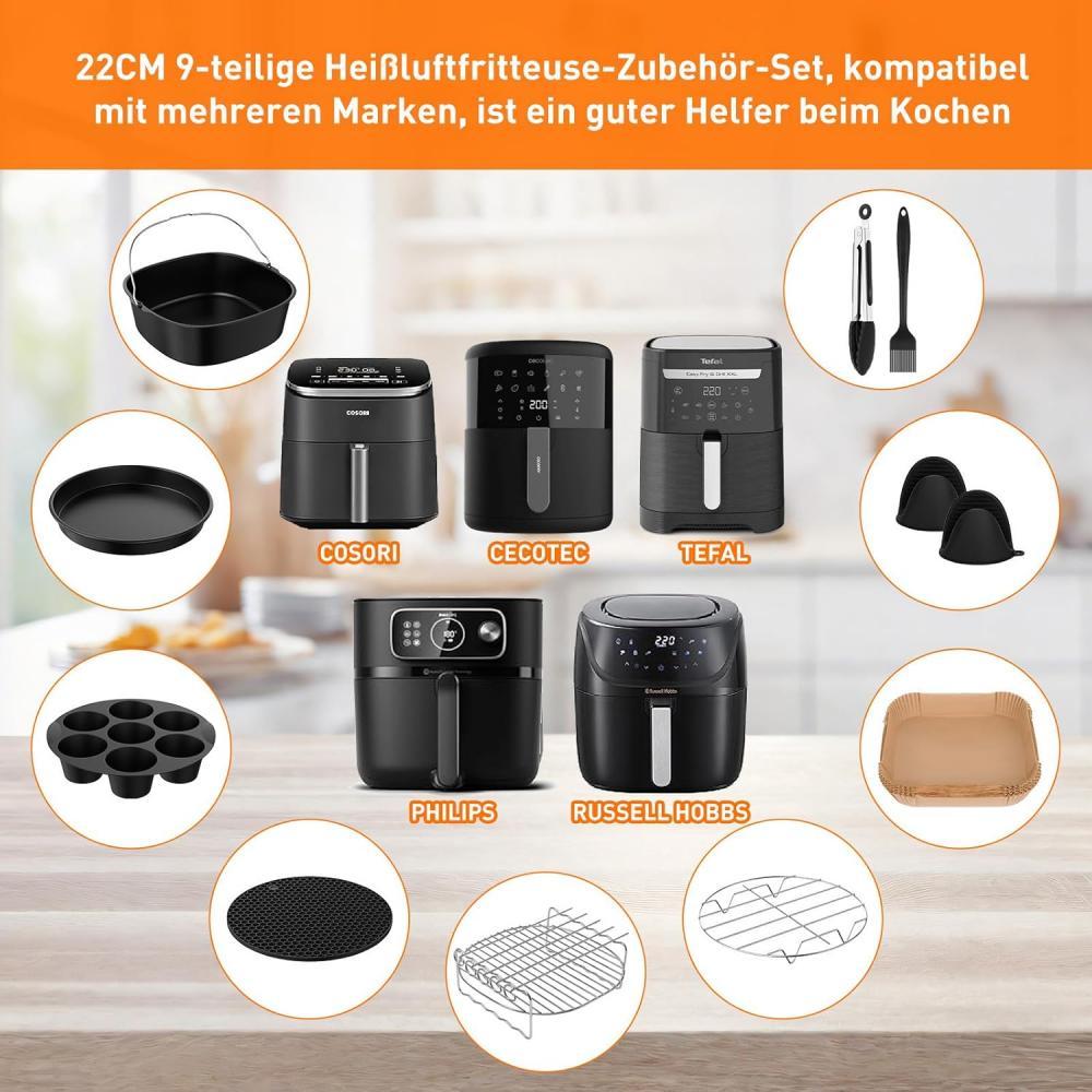 10 pcs Hot Air Fryer Accessory Set for Ninja AF180EU 6.2 L AF110EU AF140EU 4.7L , Cosori CAF-DC601-KEU 6L Airfryer, Includes Silicone Baking Mould, Muffin Moulds, Cooking Grate, Baking Paper Silicone Mould,BPA-Free,MY SHOP,10 pcs Hot Air Fryer Accessory Set for Ninja AF180EU 6.2 L AF110EU AF140EU 4.7L , Cosori CAF-DC601-KEU 6L Airfryer, Includes Silicone Baking Mould, Muffin Moulds, Cooking Grate, Baking Paper Silicone Mould,BPA-Free