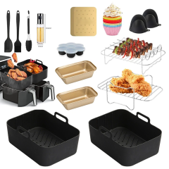 Ninja  Air Fryer Accessories - Airfryer Accessories for Ninja Foodi Max Dual Zone AF400EU AF300EU 7.6L-9.5L and Other Dual Zone Air Fryer, BPA-Free, Silicone Air Fryer Liner,MY SHOP,Ninja  Air Fryer Accessories - Airfryer Accessories for Ninja Foodi Max Dual Zone AF400EU AF300EU 7.6L-9.5L and Other Dual Zone Air Fryer, BPA-Free, Silicone Air Fryer Liner