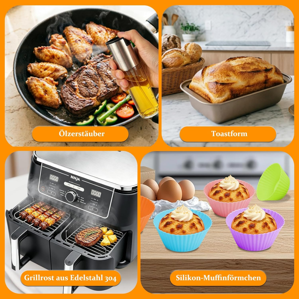 Ninja  Air Fryer Accessories - Airfryer Accessories for Ninja Foodi Max Dual Zone AF400EU AF300EU 7.6L-9.5L and Other Dual Zone Air Fryer, BPA-Free, Silicone Air Fryer Liner,MY SHOP,Ninja  Air Fryer Accessories - Airfryer Accessories for Ninja Foodi Max Dual Zone AF400EU AF300EU 7.6L-9.5L and Other Dual Zone Air Fryer, BPA-Free, Silicone Air Fryer Liner