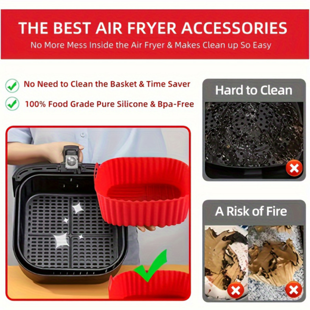 Reusable Food Grade Silicone Airfryer Liners Pot Baking Basket Accessories Replacement of Flammable Disposable Parchment Paper for Ninja AIR FRYER AF181 Af180 AF141 AF140 and PHILIPS HD9270 Silicone Mould for Airfryer Accessories,MY SHOP,Reusable Food Grade Silicone Airfryer Liners Pot Baking Basket Accessories Replacement of Flammable Disposable Parchment Paper for Ninja AIR FRYER AF181 Af180 AF141 AF140 and PHILIPS HD9270 Silicone Mould for Airfryer Accessories