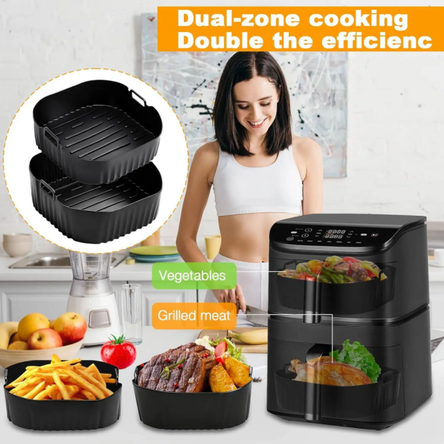 Square Silicone Air Fryer Liners 2 Pack, Compatible with Hot Air Fryer 10.8 L Double Stack Airfryer, Accessories for Cosori Air Fryer CAF-DC112-ADE (6.5L & 4.3L), Reusable Silicone Basket, Air Fryer Accessories,MY SHOP,Square Silicone Air Fryer Liners 2 Pack, Compatible with Hot Air Fryer 10.8 L Double Stack Airfryer, Accessories for Cosori Air Fryer CAF-DC112-ADE (6.5L & 4.3L), Reusable Silicone Basket, Air Fryer Accessories