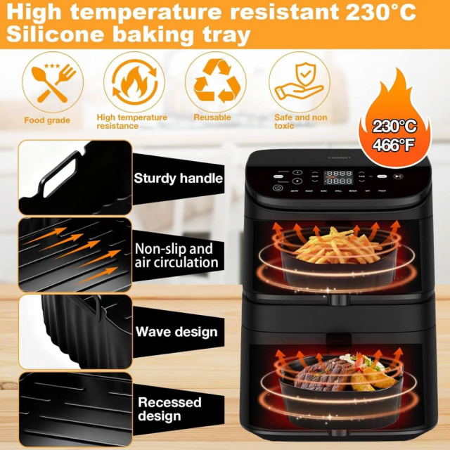 Square Silicone Air Fryer Liners 2 Pack, Compatible with Hot Air Fryer 10.8 L Double Stack Airfryer, Accessories for Cosori Air Fryer CAF-DC112-ADE (6.5L & 4.3L), Reusable Silicone Basket, Air Fryer Accessories,MY SHOP,Square Silicone Air Fryer Liners 2 Pack, Compatible with Hot Air Fryer 10.8 L Double Stack Airfryer, Accessories for Cosori Air Fryer CAF-DC112-ADE (6.5L & 4.3L), Reusable Silicone Basket, Air Fryer Accessories