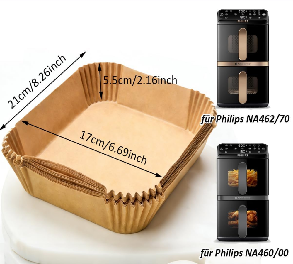 Air Fryer Disposable Liners ,Air Fryer Liners Rectangle 21*17*5.5cm, Air fryer Parchment Paper Liners, Air Fryer Accessories Baking Paper  Compatible with Philips NA460 Series Stacked Dual Basket,Cosori CAF-R901-AEU Dual Blaze Series Ninja AF400EU SL400EU,MY SHOP,Air Fryer Disposable Liners ,Air Fryer Liners Rectangle 21*17*5.5cm, Air fryer Parchment Paper Liners, Air Fryer Accessories Baking Paper  Compatible with Philips NA460 Series Stacked Dual Basket,Cosori CAF-R901-AEU Dual Blaze Series Ni