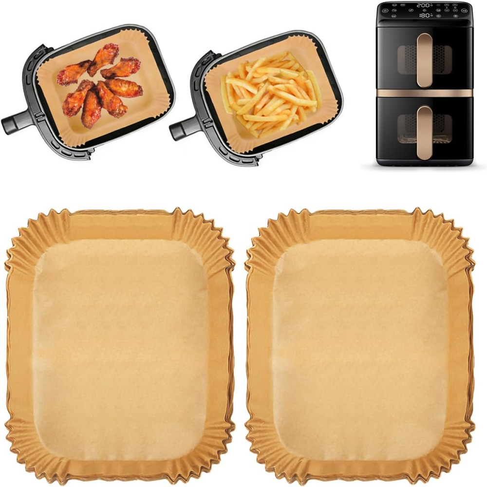 Air Fryer Disposable Liners ,Air Fryer Liners Rectangle 21*17*5.5cm, Air fryer Parchment Paper Liners, Air Fryer Accessories Baking Paper  Compatible with Philips NA460 Series Stacked Dual Basket,Cosori CAF-R901-AEU Dual Blaze Series Ninja AF400EU SL400EU,MY SHOP,Air Fryer Disposable Liners ,Air Fryer Liners Rectangle 21*17*5.5cm, Air fryer Parchment Paper Liners, Air Fryer Accessories Baking Paper  Compatible with Philips NA460 Series Stacked Dual Basket,Cosori CAF-R901-AEU Dual Blaze Series Ni