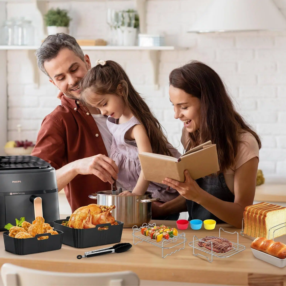 Philips Airfryer Accessories for Philips Airfryer 3000 Dual Basket Series NA350/00 NA550/00, BPA-Free 11 Pieces Hot Air Fryer Accessory Set with 6L and 3L Air Fryer Liner Mould Grill etc. Air Fryer,MY SHOP,Philips Airfryer Accessories for Philips Airfryer 3000 Dual Basket Series NA350/00 NA550/00, BPA-Free 11 Pieces Hot Air Fryer Accessory Set with 6L and 3L Air Fryer Liner Mould Grill etc. Air Fryer