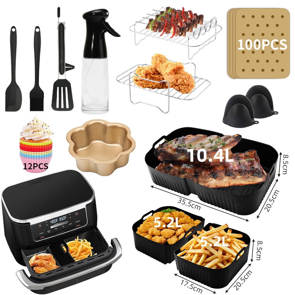 Higher Air Fryer Accessories for Ninja Foodi 10.4L AF500UK, Reusable Silicone Air Fryer Liners for Cosori Dual Blaze TwinFry 10L / Ninja Megazone Air Fryer Accessories Set,MY SHOP,Higher Air Fryer Accessories for Ninja Foodi 10.4L AF500UK, Reusable Silicone Air Fryer Liners for Cosori Dual Blaze TwinFry 10L / Ninja Megazone Air Fryer Accessories Set
