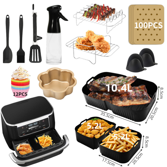 Higher Air Fryer Accessories for Ninja Foodi 10.4L AF500UK, Reusable Silicone Air Fryer Liners for Cosori Dual Blaze TwinFry 10L / Ninja Megazone Air Fryer Accessories Set,MY SHOP,Higher Air Fryer Accessories for Ninja Foodi 10.4L AF500UK, Reusable Silicone Air Fryer Liners for Cosori Dual Blaze TwinFry 10L / Ninja Megazone Air Fryer Accessories Set