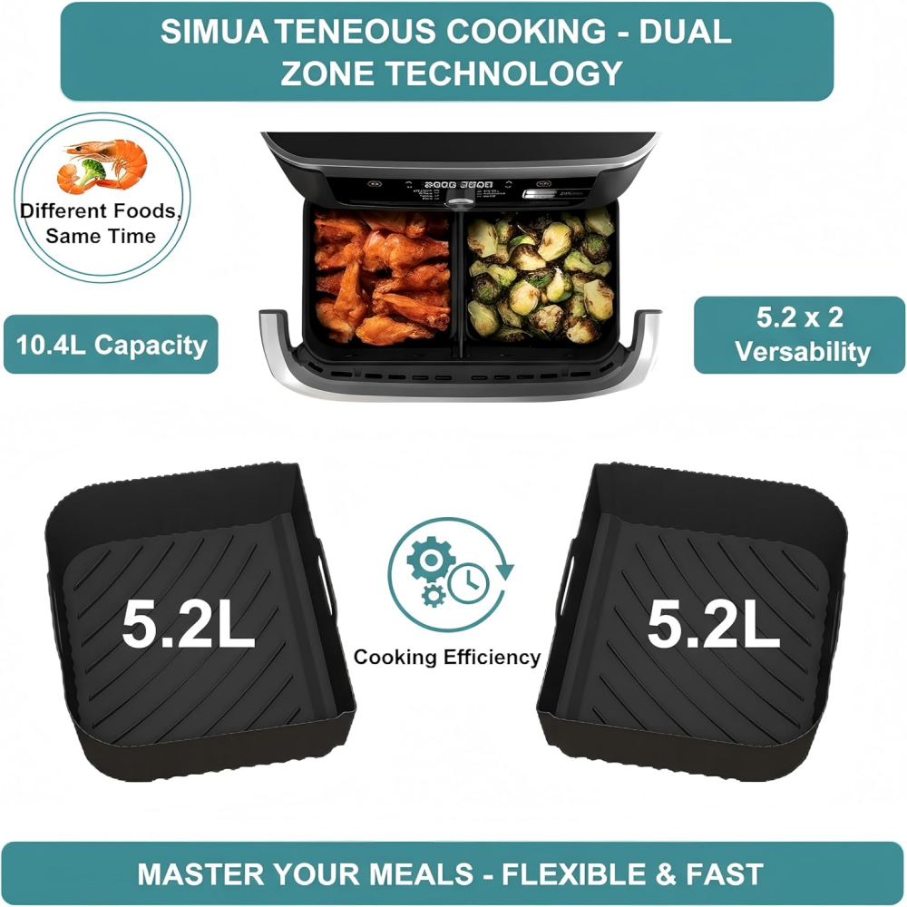 Higher Air Fryer Accessories for Ninja Foodi 10.4L AF500UK, Reusable Silicone Air Fryer Liners for Cosori Dual Blaze TwinFry 10L / Ninja Megazone Air Fryer Accessories Set,MY SHOP,Higher Air Fryer Accessories for Ninja Foodi 10.4L AF500UK, Reusable Silicone Air Fryer Liners for Cosori Dual Blaze TwinFry 10L / Ninja Megazone Air Fryer Accessories Set