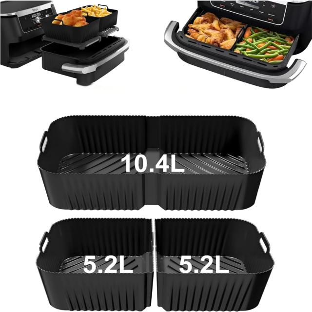 Higher Air Fryer Accessories for Ninja Foodi 10.4L AF500UK, Reusable Silicone Air Fryer Liners for Cosori Dual Blaze TwinFry 10L / Ninja Megazone Air Fryer Accessories Set,MY SHOP,Higher Air Fryer Accessories for Ninja Foodi 10.4L AF500UK, Reusable Silicone Air Fryer Liners for Cosori Dual Blaze TwinFry 10L / Ninja Megazone Air Fryer Accessories Set