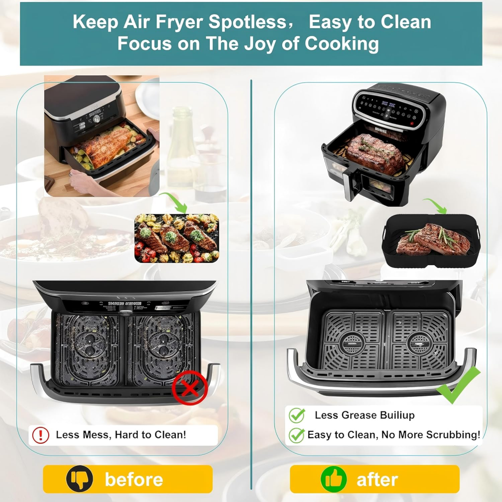 Higher Air Fryer Accessories for Ninja Foodi 10.4L AF500UK, Reusable Silicone Air Fryer Liners for Cosori Dual Blaze TwinFry 10L / Ninja Megazone Air Fryer Accessories Set,MY SHOP,Higher Air Fryer Accessories for Ninja Foodi 10.4L AF500UK, Reusable Silicone Air Fryer Liners for Cosori Dual Blaze TwinFry 10L / Ninja Megazone Air Fryer Accessories Set