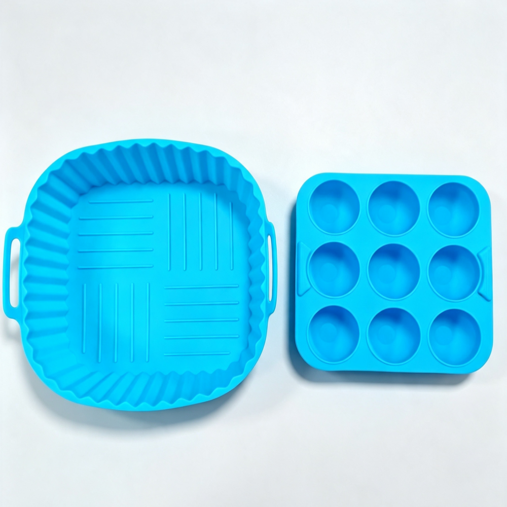 Hot Air Fryer Silicone Mould Square for Crispy Dishes without Sticking, Dishwasher Safe 2 Pieces Silicone Baking Mould 22*22cm for Philips NA230/00,COSORI,Russell Hobbs,  for Baking Bread Toast Cake Cupcake Muffin,MY SHOP,Hot Air Fryer Silicone Mould Square for Crispy Dishes without Sticking, Dishwasher Safe 2 Pieces Silicone Baking Mould 22*22cm for Philips NA230/00,COSORI,Russell Hobbs,  for Baking Bread Toast Cake Cupcake Muffin