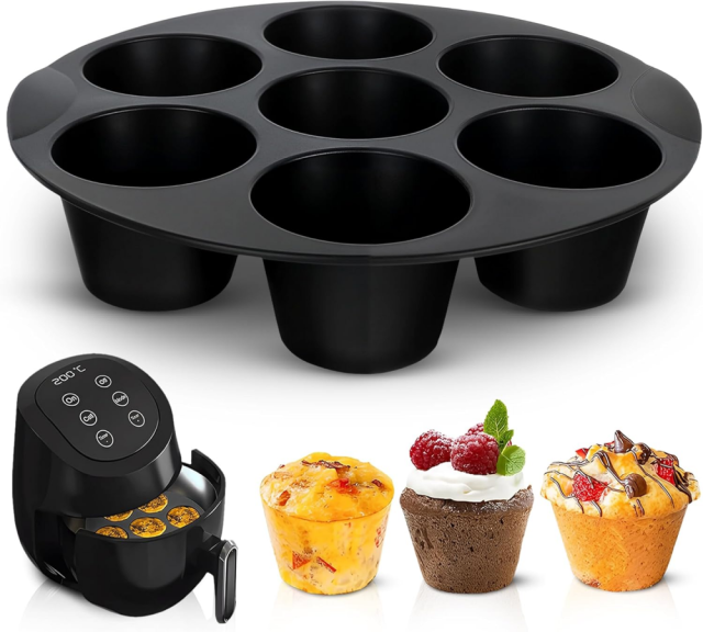 Air Fryer Muffin Pan, 7 Cups, 6.9" Round, Nonstick Silicone | Egg Bites Silicone Mold, Dishwasher Safe & Heat Resistant, Fits 3.5-5.8L Fryers; for Baking, Omelets, Snacks & Cupcakes,MY SHOP,Air Fryer Muffin Pan, 7 Cups, 6.9" Round, Nonstick Silicone | Egg Bites Silicone Mold, Dishwasher Safe & Heat Resistant, Fits 3.5-5.8L Fryers; for Baking, Omelets, Snacks & Cupcakes