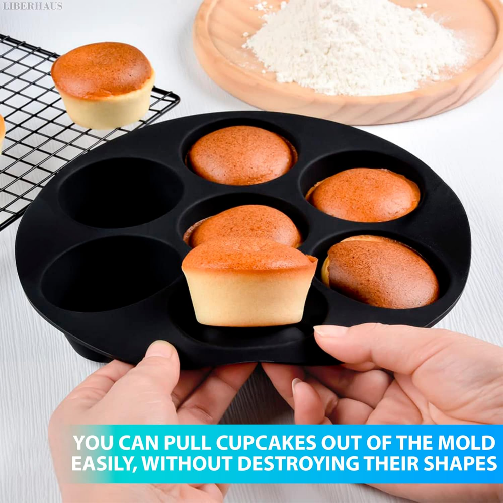 Air Fryer Muffin Pan, 7 Cups, 6.9" Round, Nonstick Silicone | Egg Bites Silicone Mold, Dishwasher Safe & Heat Resistant, Fits 3.5-5.8L Fryers; for Baking, Omelets, Snacks & Cupcakes,MY SHOP,Air Fryer Muffin Pan, 7 Cups, 6.9" Round, Nonstick Silicone | Egg Bites Silicone Mold, Dishwasher Safe & Heat Resistant, Fits 3.5-5.8L Fryers; for Baking, Omelets, Snacks & Cupcakes