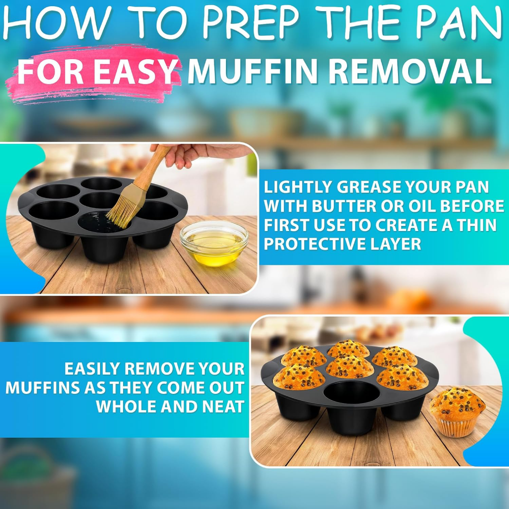 Air Fryer Muffin Pan, 7 Cups, 6.9" Round, Nonstick Silicone | Egg Bites Silicone Mold, Dishwasher Safe & Heat Resistant, Fits 3.5-5.8L Fryers; for Baking, Omelets, Snacks & Cupcakes,MY SHOP,Air Fryer Muffin Pan, 7 Cups, 6.9" Round, Nonstick Silicone | Egg Bites Silicone Mold, Dishwasher Safe & Heat Resistant, Fits 3.5-5.8L Fryers; for Baking, Omelets, Snacks & Cupcakes
