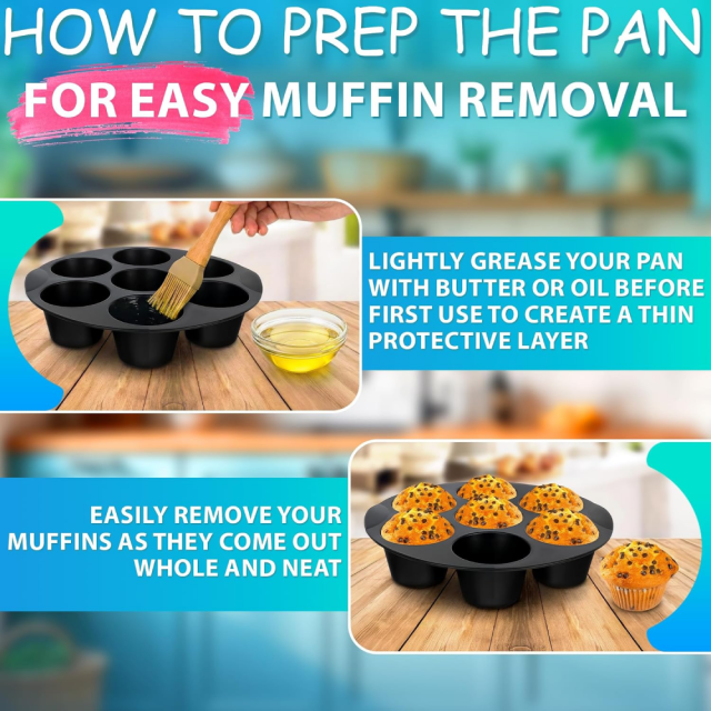 Air Fryer Muffin Pan, 7 Cups, 6.9" Round, Nonstick Silicone | Egg Bites Silicone Mold, Dishwasher Safe & Heat Resistant, Fits 3.5-5.8L Fryers; for Baking, Omelets, Snacks & Cupcakes,MY SHOP,Air Fryer Muffin Pan, 7 Cups, 6.9" Round, Nonstick Silicone | Egg Bites Silicone Mold, Dishwasher Safe & Heat Resistant, Fits 3.5-5.8L Fryers; for Baking, Omelets, Snacks & Cupcakes
