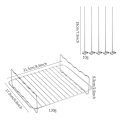 Air Fryer Rack Stainless Steel Oven Cooking Rack Barbecue Meat Drying Dishwasher Safe, comes with 5 Skewers,Rectangular Double Grill Holder, Heat Resistant and Easy to Clean,MY SHOP,Air Fryer Rack Stainless Steel Oven Cooking Rack Barbecue Meat Drying Dishwasher Safe, comes with 5 Skewers,Rectangular Double Grill Holder, Heat Resistant and Easy to Clean